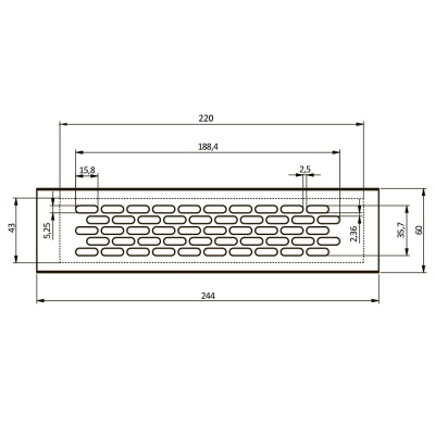 Решетка вентиляционная 245 х 60 мм, Белая, KK-W60245-M1 (17237)